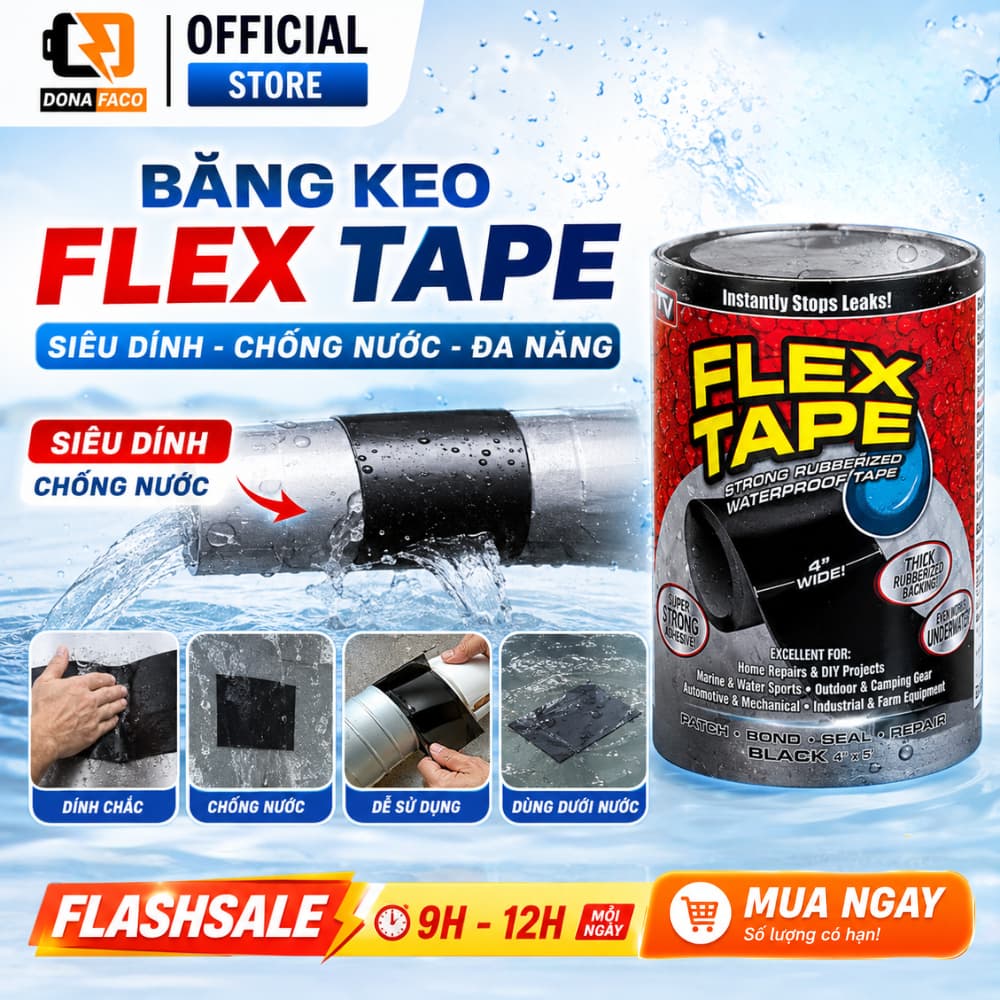 Băng keo siêu dính chống chịu nước đa năng flex tape usa chính hãng