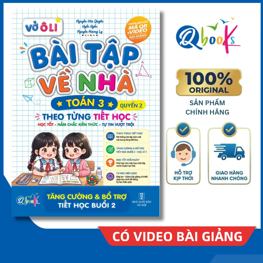 Sách - Vở Ô Li Bài Tập Về Nhà Toán Lớp 3 - Quyển 2 (Theo Từng Tiết Học) - Có Mã QR Video Bài Giảng của Qbooks