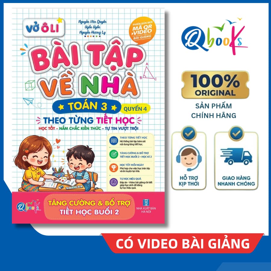 Sách - Vở Ô Li Bài Tập Về Nhà Toán Lớp 3 - Quyển 4 (Theo Từng Tiết Học) - Có Mã QR Video Bài Giảng của Qbooks