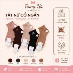 Set 10 Đôi Tất Nữ Cổ Ngắn Cotton Mềm Mại Kẻ Tăm Họa Tiết Mặt Cười Lucky Co Giãn Thoáng Khí Freesize 35-40 1