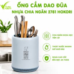 Ống Cắm Dao Đũa Nhựa Chia Ngăn 2781 Hokori Đa Năng Có Khay Thoát Nước Thiết Kế Gọn Gàng GD402 1