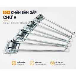 • [HÀNG LOẠI 1] Bộ 4 Chân Bàn Gấp Gọn chữ V Cao 28cm Thép Không Gỉ  ( Kèm Vít ) 1