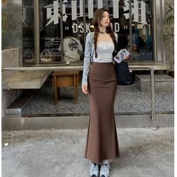 [Có Bigsize 45-85kg] Chân Váy Đuôi Cá Dáng Dài 105cm Ôm Body Chất Thun Gân Co Giãn MS5017 LIMO 5