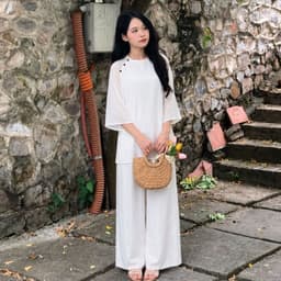 Set Pháp Phục Nữ Bigsize 45-90kg Áo Tơ Voan Quần Lụa Cách Tân Thanh Lịch Đồ Lam Đi Chùa MS317 LIMO 2