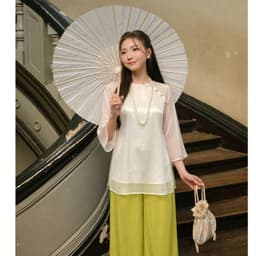 Set Pháp Phục Nữ Bigsize 45-90kg Áo Tơ Voan Quần Lụa Cách Tân Thanh Lịch Đồ Lam Đi Chùa MS317 LIMO 7