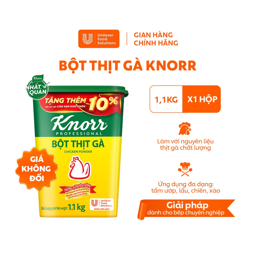 [TĂNG KHỐI LƯỢNG - GIÁ KHÔNG ĐỔI] Bột Thịt Gà Knorr Professional 1.1kg - Chuyên Dùng Cho Nấu Ăn