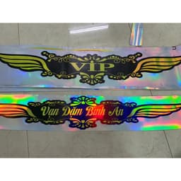 Tem VIP + Tem Vạn dặm bình an . Tem dán đầu xe, dán kính lái, xe tải, xe con, xe khách. Tem phản quang 7 màu SL 1 cái. 2
