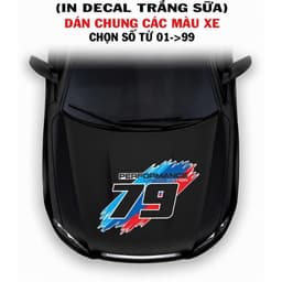 40x70cm - Tem Nắp Capo Performance Theo Số Tỉnh Thành Decal Trắng Sữa Dán Ô Tô Chống Nước , Nắng nóng Hiệu Quả. 3
