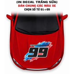 40x70cm - Tem Nắp Capo Performance Theo Số Tỉnh Thành Decal Trắng Sữa Dán Ô Tô Chống Nước , Nắng nóng Hiệu Quả. 6
