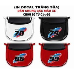 40x70cm - Tem Nắp Capo Performance Theo Số Tỉnh Thành Decal Trắng Sữa Dán Ô Tô Chống Nước , Nắng nóng Hiệu Quả. 4