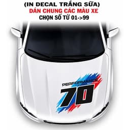 40x70cm - Tem Nắp Capo Performance Theo Số Tỉnh Thành Decal Trắng Sữa Dán Ô Tô Chống Nước , Nắng nóng Hiệu Quả. 5