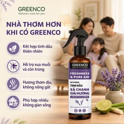 Xịt thơm phòng tinh dầu Sả Chanh & Oải Hương Greenco 250ml- Khử mùi, làm thơm và hỗ trợ đuổi muỗi, côn trùng phòng ngủ 5