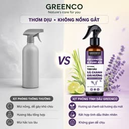 Xịt thơm phòng tinh dầu Sả Chanh & Oải Hương Greenco 250ml- Khử mùi, làm thơm và hỗ trợ đuổi muỗi, côn trùng phòng ngủ 7