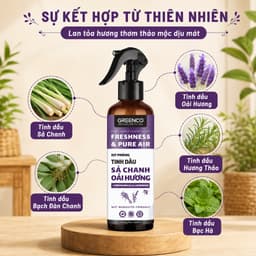 Xịt thơm phòng tinh dầu Sả Chanh & Oải Hương Greenco 250ml- Khử mùi, làm thơm và hỗ trợ đuổi muỗi, côn trùng phòng ngủ 3