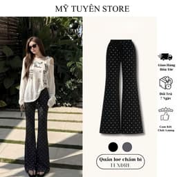 Quần Thun Loe Chấm Bi Dáng Dài Co Giản Xinh, Freesize Dưới 52kg- MTS 1