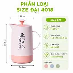 Bình Ủ Pha Trà Giữ Nhiệt 4018 Việt Nhật Dung Tích 1600ml Chất Liệu Nhựa PP An Toàn Có Quai Cầm Chắc Chắn GD406 9