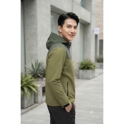 Áo khoác nam DGC phối màu thời trang dáng thể thao năng động có mũ trùm đầu tiện lợi mã WAJKBA10M 5