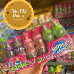 Khay 24 lọ kẹo xê cốm kèm mút bình ty nhiều vị siêu ngon, kẹo cốm xê mút ty mix vị hoa quả Candy Snack Ăn Vặt Chua Food 1