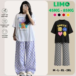 Đồ Bộ Nữ Bigsize LIMO DB46 Áo Phối Quần Ống Suông Cạp Cao Mềm Mịn Set Mặc Nhà Đi Chơi Thoải Mái 1