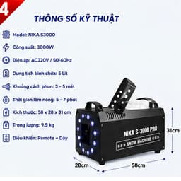 Máy Tạo Tuyết NIKA LIGHTING S-3000 PRO Có LED – Máy Phun Tuyết Sân Khấu, Sự Kiện 4