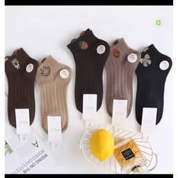 Tất Nữ Cổ Ngắn Chất Cotton Hoạ Tiết Gấu Dâu A88 set 5 Đôi -10 Đôi Siêu Xinh 8