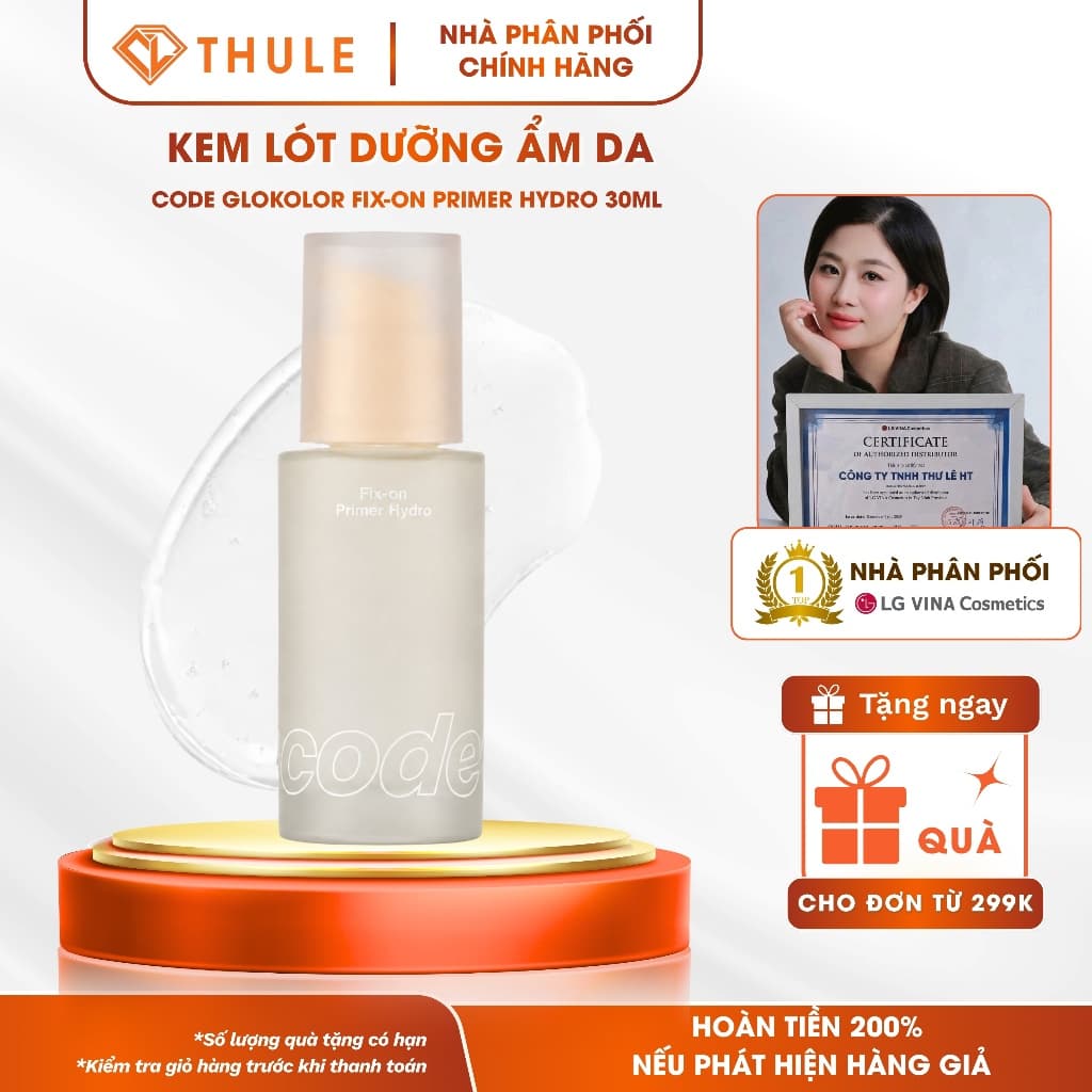 Code Glokolor Fix-on Primer Hydro 30ml Kem Lót Dưỡng Ẩm, Căng Bóng, Giữ Nền Mịn Mượt