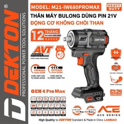 Máy Siết Bulong Pin Dekton M21-IW680PROMAX - Lực Siết 680Nm/Lực Mở 880Nm - Công Nghệ Giảm Rung AVT 1