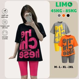 Đồ Bộ Nữ Bigsize LIMO DB48 Áo Phối Quần Lửng Ngố Thun Gân Cotton Co Giãn Bộ Mặc Nhà Thoải Mái 1