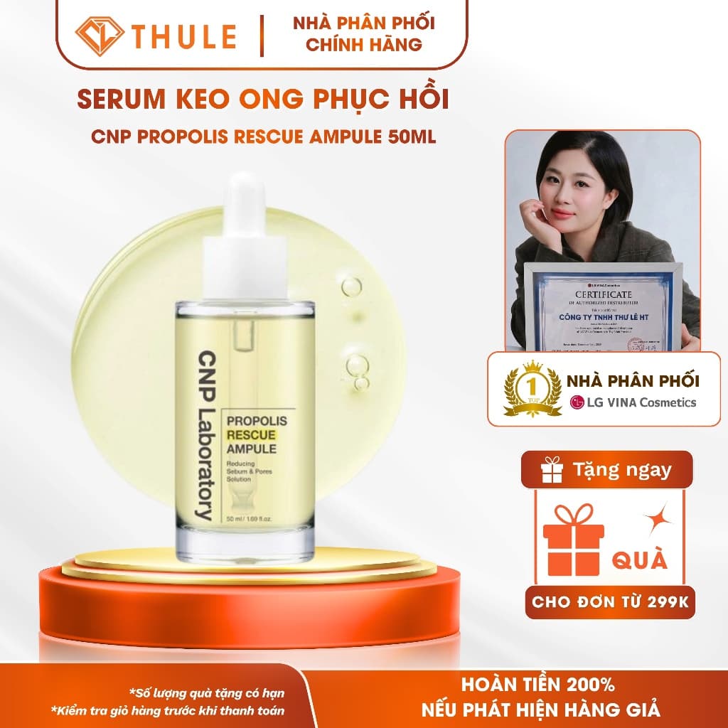 Tinh Chất Keo Ong CNP Laboratory Propolis Rescue Ampule 50ml Serum Phục Hồi Da Dầu Mụn Làm Dịu Da Sau Treatment