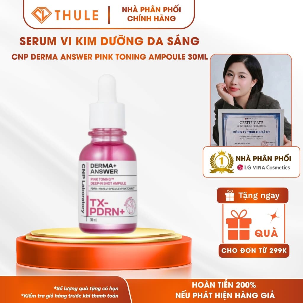 Tinh Chất Vi Kim Dưỡng Sáng Hồng Da CNP Laboratory Derma Answer Pink Toning Ampoule Serum Hàn Quốc Cao Cấp 30ml