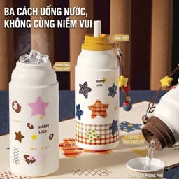 Bình Giữ Nhiệt Lõi Inox 316 Cao Cấp 500ml Họa Tiết Ngôi Sao Dễ Thương Có Ống Hút & Lọc Trà(aquy) 4