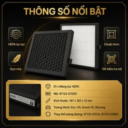 Lọc gió điều hòa Kia Morning, Kia Grand i10, Kia I10 , Eon Mã HYD 97133-07000 lọc HEPA tiêu chuẩn 9