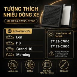 Lọc gió điều hòa Kia Morning, Kia Grand i10, Kia I10 , Eon Mã HYD 97133-07000 lọc HEPA tiêu chuẩn 8