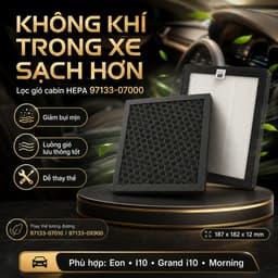 Lọc gió điều hòa Kia Morning, Kia Grand i10, Kia I10 , Eon Mã HYD 97133-07000 lọc HEPA tiêu chuẩn 1