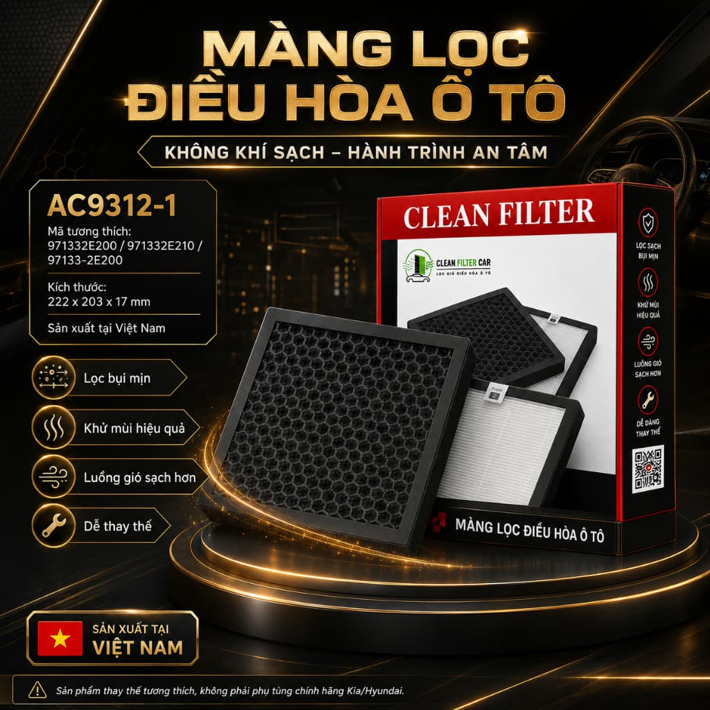 Lọc gió ô tô Forte, Cerat, Soluto, Accent, Carens, Rio, Elantra Mã 971332E200/971332E210/97133-2E200