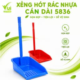 Hốt Rác Cán Dài Nhựa Miệng Rộng Thu Gom Rác GD38 - Xẻng Hốt Rác Cán Dài Lòng Sâu Chất Liệu Nhựa 1