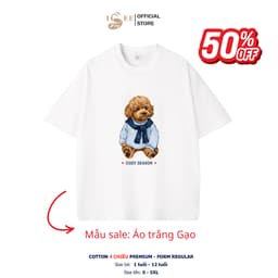 SALE 50% -  Áo Thun Trẻ Em và Nam Nữ màu TRẮNG GẠO in hình COZY SEASON cotton 4 chiều Premium mềm mịn thoáng mát ISEE VN 2