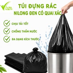 Túi Đựng Rác Nilon Đen PE Cao Cấp Có Quai Xách GD338 - Bộ Túi Rác Nilon Đen Dày Dặn, Chịu Lực Tốt 1