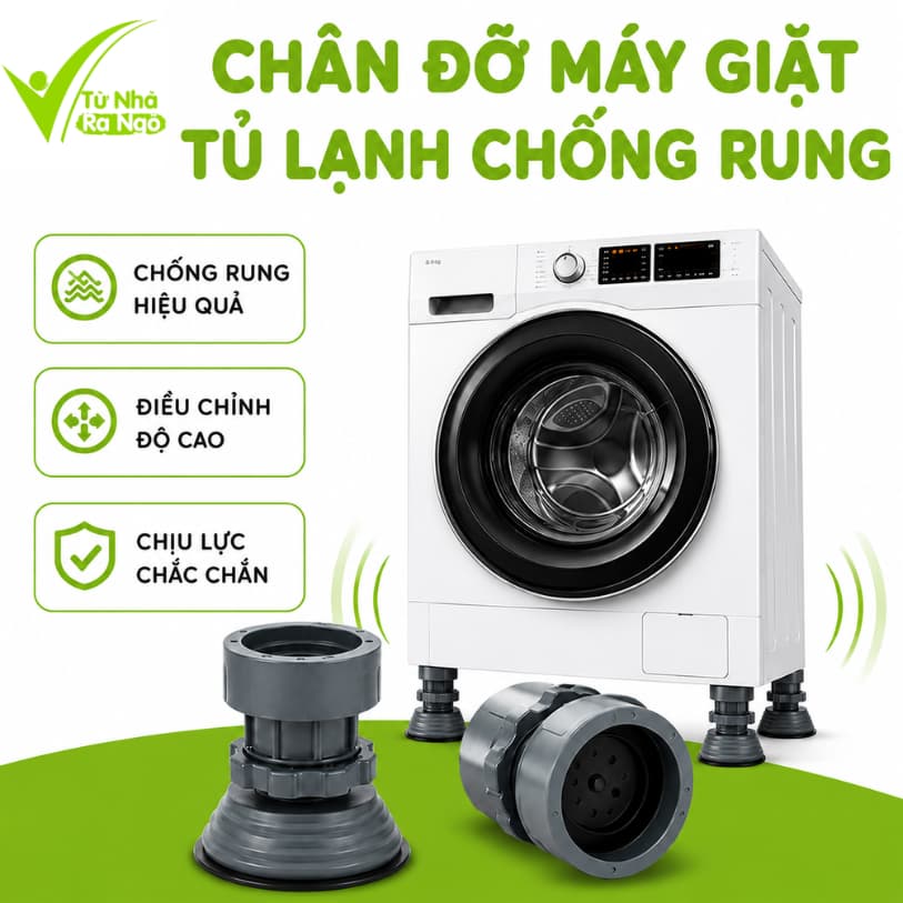 Bộ 4 Chân Đỡ Máy Giặt Chống Rung Tăng Chiều Cao GD215 - Chân Kê Máy Giặt Chống Rung Giảm Ồn Chịu Lực