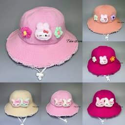 Nón tua thỏ_bông [ 6tuổi đến 12tuổi ] mũ tua rua đính gấu charm xinh xắn cho bé gái 2