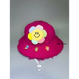 Nón tua thỏ_bông [ 6tuổi đến 12tuổi ] mũ tua rua đính gấu charm xinh xắn cho bé gái 8