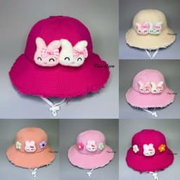Nón tua thỏ_bông [ 6tuổi đến 12tuổi ] mũ tua rua đính gấu charm xinh xắn cho bé gái 1