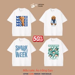SALE 50% -  Áo Thun Trẻ Em và Nam Nữ màu TRẮNG GẠO in hình COZY SEASON cotton 4 chiều Premium mềm mịn thoáng mát ISEE VN 1