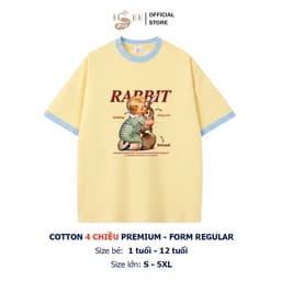 (Có áo trẻ em)  Áo thun Unisex BASIC form rộng vừa, áo gia đình in hình RABBIT & BABY, áo mẹ và bé, ba và bé ISEE VN 4