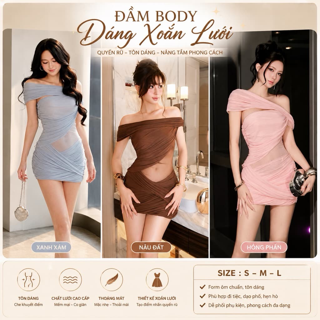 Đầm Body Trễ Vai Xếp Ly Cut Out Eo Tôn Dáng – Váy Body Mini Ôm Dáng Dự Tiệc Sang Trọng Ananclothing4