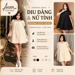 Váy Babydoll Nơ Nhí Cổ Sen Tay Phồng Dáng Suông Tiểu Thư Hàn Quốc Vintage Đen/Kem 1