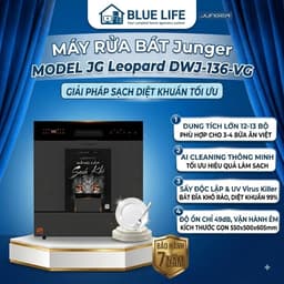 Máy Rửa Chén Bát Junger Leopard DWJ-136-VG 13 bộ, Sấy Độc Lập, 8 Chức Năng, Sạch Khô Khí Nóng, BH 7 Năm 1