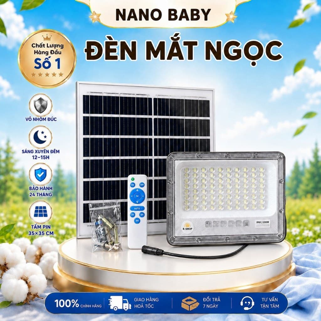 [Vỏ Nhôm Đúc-Led cao cấp 5054] Đèn Năng Lượng Mặt Trời Mắt ngọċ Kim cươnġ ,Sáng 12-15 tiếng, Ip69 kháng nước Thế Hệ Mới