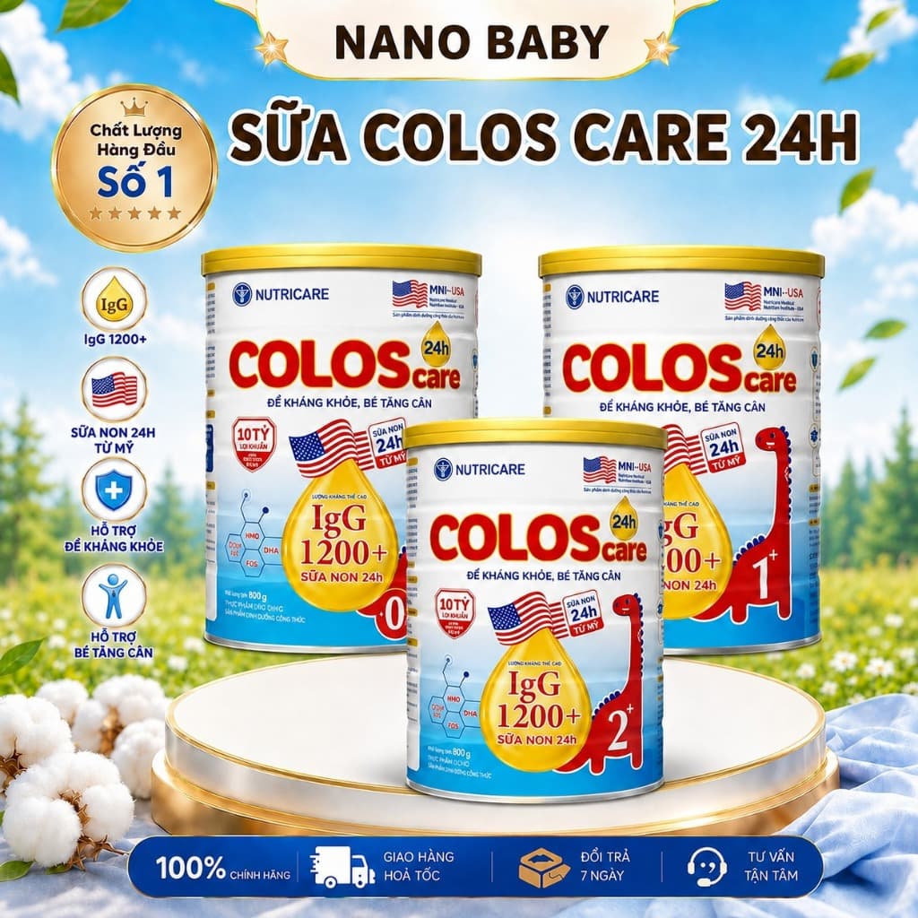 Sữa Bột COLOSCARE 24H NUTRICARE Bé Hỗ Trợ Tăng Cân Cao Lớn Tiêu Hoá Tốt Với Sữa Non IgG và Lợi Khuẩn