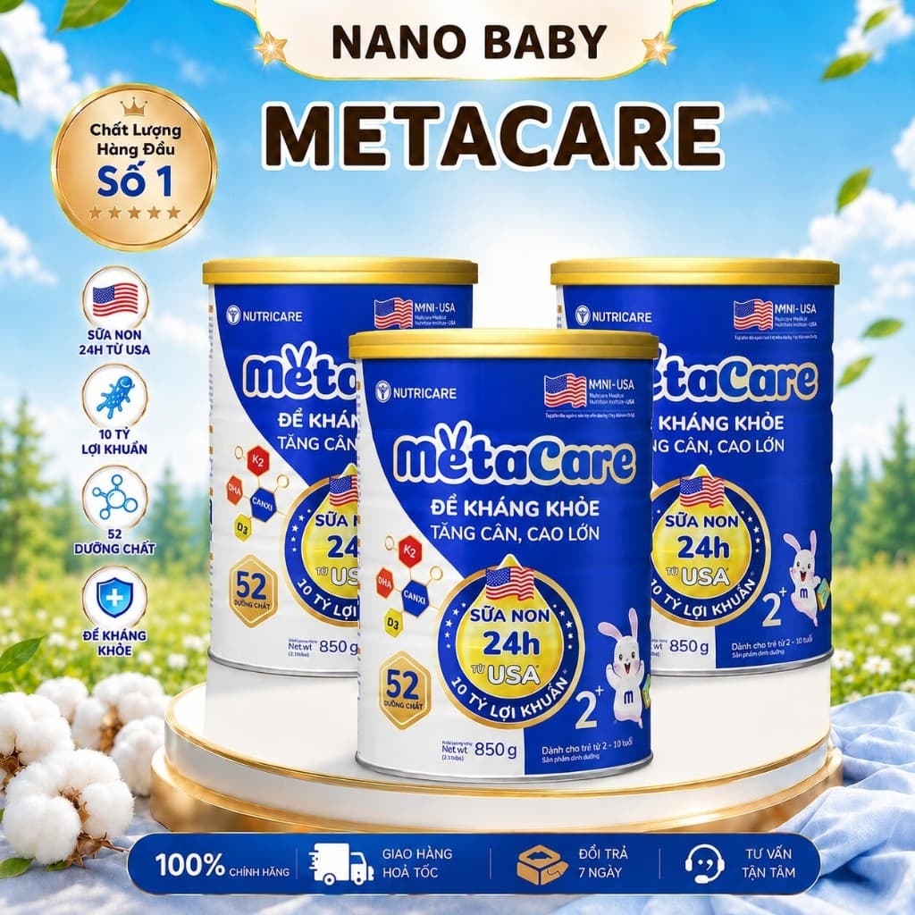 (Date mới) Sữa Bột MetaCare Xanh - Bé Tăng Cân Khoẻ Mạnh, Tăng Cường Đề Kháng, Phát Triển Chiều Cao